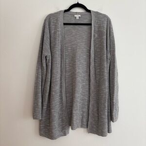 J Jill Linen Blend Long Line Open Front Cardigan Gray Teacher Minimalist XL